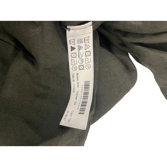 Massimo Dutti Womens Midi Dress Linen M Brown slits Open Back 6664/100 NWT - Picture 7 of 12